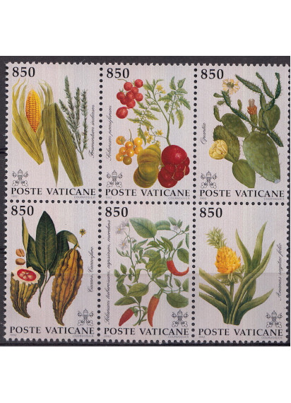 1992 Vaticano Flora nel Nuovo Mondo 6 Valori Sassone 936-41